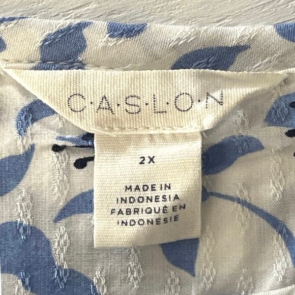 Caslon Floral Split Neck Blouse Womens Size 2X Drop Tail Hem Work Feminine Boho - Picture 11 of 13